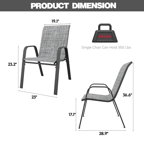 Vimstora Patio Chairs Set of 6, Stackable Outdoor Dining Chairs for All Weather Textilene Fabric & Metal Frame, Outdoor Chairs Set for Backyard Deck Garden — view 2