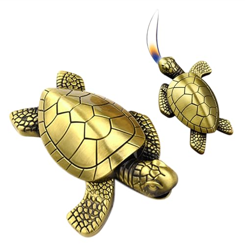 Encendedor de antorcha con forma de tortuga, recargable, llama ajustable miniatura 1