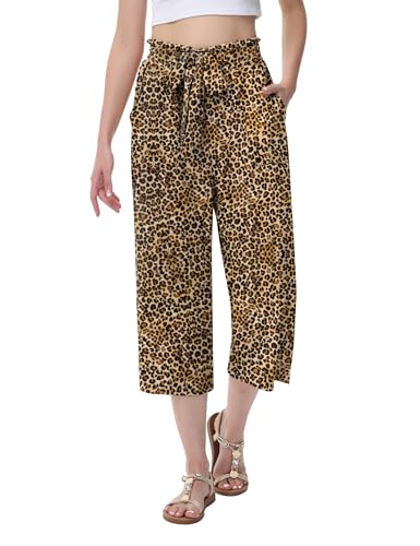 FreshNight Women's Wide Leg Pants Elastic Waist Capris Pants for Women 2025 Summer Business Casual Outfits for Women