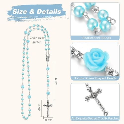 Image of NORBU Baptism Gifts for Girl, My First Rosary with Ceramic Keepsake Box, Rosary for Kids, First Communion & Baby Dedication Gifts for Newborn Baby Boys Catholic Christening Gift