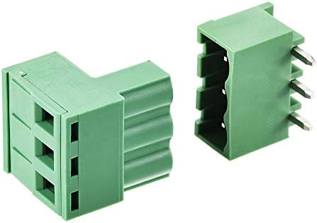 sourcing map 3-Pin 5.08mm Pitch Right Angle PCB Screw Terminal Block Connector 20 Sets
