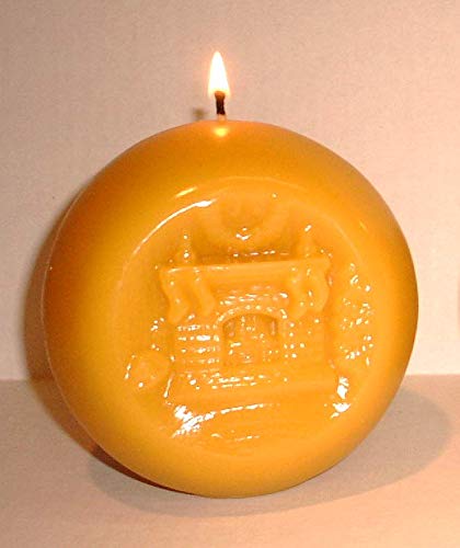 Pure Beeswax Ball with Fireplace Scene - 4.5 x 3.5 x 4 inch Tall