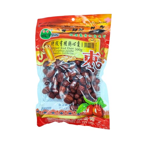 Heng Fai Dried Red Dates Ziziphus Jujuba | Premium Organic Dried Fruit | Naturally Sweet and Nutrient-Rich Superfood for Teas, Soups and Desserts | Traditional Asian Herbal Ingredient | Healthy Food | 300g