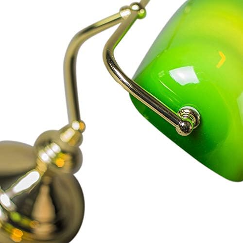 Qazqa - Bankers Lamp Gold with Green Shade- - Retro - Suitable for LED E27 | 1 Light - Steel Table lamp - Suitable for Living Room I Bedroom I