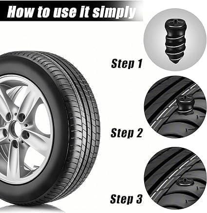ToYooZe 10Pcs Tire Repair Nails, Rubber Screw Tire Plugs Self-Service Vacuum Tire Repair Nail Kit Tires Quick Puncture Repair Tools for Auto Motorcycle Car Truck Tractor Tire Puncture Repair 2