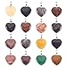 Fashewelry 20Pcs Heart Shaped Mixed Stone Pendants Healing Crystal Chakra Gemstone Rock Charms for Jewelry Making Hole: 2x5mm