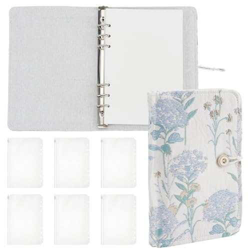 Carnet A6 recharges broderie fleurie à anneaux avec pochette zippée