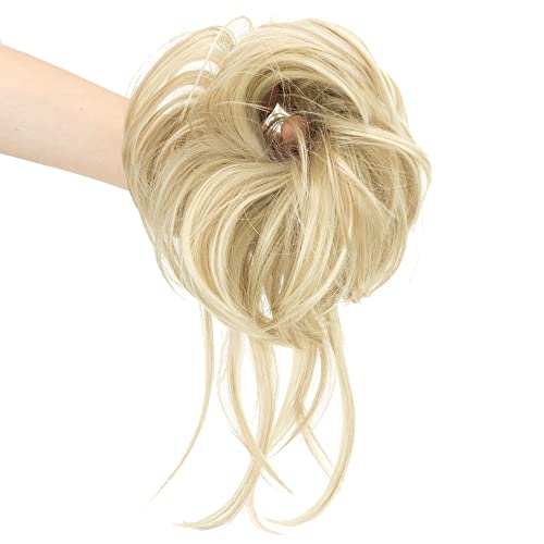 IMISSU 2PCS Messy Hair Bun Piece Updo Long Scrunchies Wrap Ponytail Extension Wavy Hairpieces Chignon Headband (2PCS Light Dirty Blonde) - Image 3
