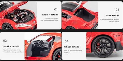 Image of 1:24 for Toyota Supra Lbwk Racing Car Toy Alloy Car Diecasts & Toy Vehicles Car Model Sound and Light Model Toys for Children (1:24 Supra Lbwk-Red)