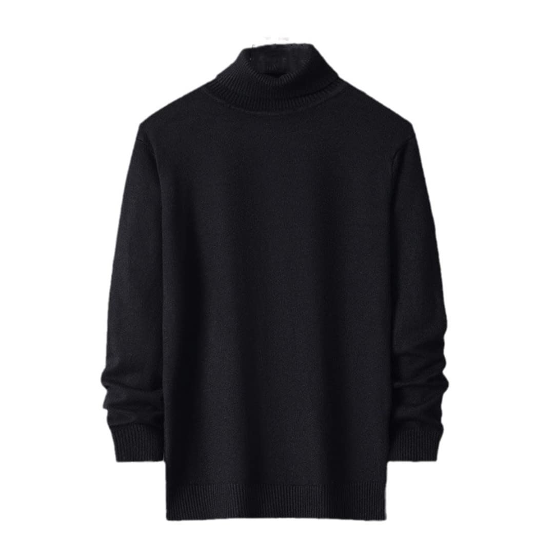 Hamthuit Inverno Uomini Caldi Dolcevita Maglioni Casual Maglione Lavorato A Maglia Pullover Mens Slim Fit Pullover, Nero , XL