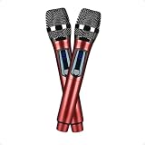 Microfone Dinâmico Duplo UHF Sem Fio, Profissional, Ideal para Festas, Eventos, Karaokê, Palestras e Aulas, Captação de Premium, Alcance Longo, Receptor Inclusos M87 (Vermelho)