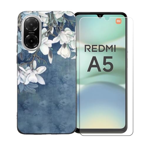 LCEHTOGYE �K�p Redmi A5 4G +�����K���X�X�N���[���v���e�N�^�[�p�P�[�X�A�K�p Redmi A5 4G (6,88")�ƌ݊����̂���u���b�N�\�t�gTPU�V���R���Q���P�[�X�ی�J�o�[ BST11