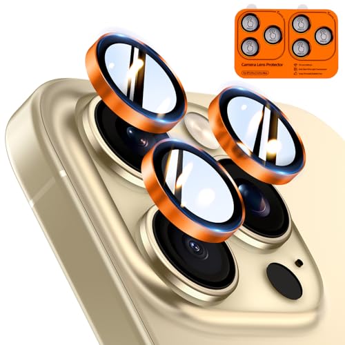 Image of TOCOL for iPhone 14 Pro Max Camera Lens Protector /iPhone 14 Pro Camera Lens Protector Tempered Glass HD Individual Scratch Resistant Cover Accessories Case Friendly 2 Pack(Orange)