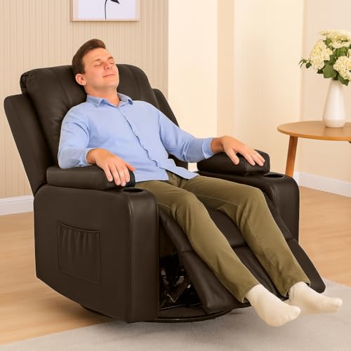 Sillón reclinable giratorio marrón miniatura 3