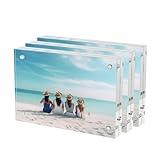 Airdminystion 3 Pack Acrylic Picture Frame 4x6 Inch, 20mm Thicker Block, Clear Picture Frames Freestanding Double Sided Magnetic Acrylic Lucite Frameless Transparent Square Frame Gift