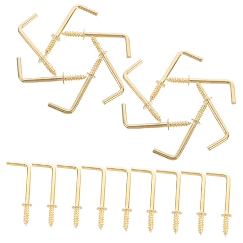 Image of Sturdy Durable 50pcs L-Shape Screw Hangers 7 /8'' .34'' Self-Tapping Metal Screws for Wall Hanging and DIY Projects