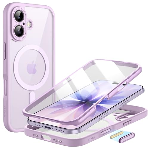 JETech Case for iPhone 17 6.3-Inch with Built-in Tempered Glass Screen Protector and Camera Control Button, Compatible with MagSafe, 360 Degree Full Body Cover (Lavender)