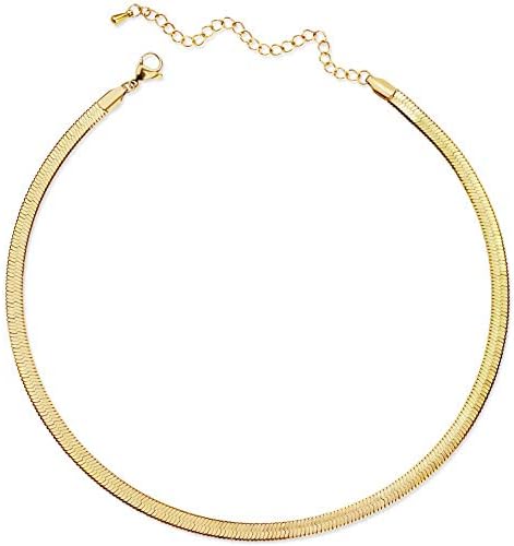 CLASSYZINT Gold Choker Necklaces for Women Stainless Steel Snake Chain Cute Short Chokers Collar Minimalist Jewelry Simple Gift