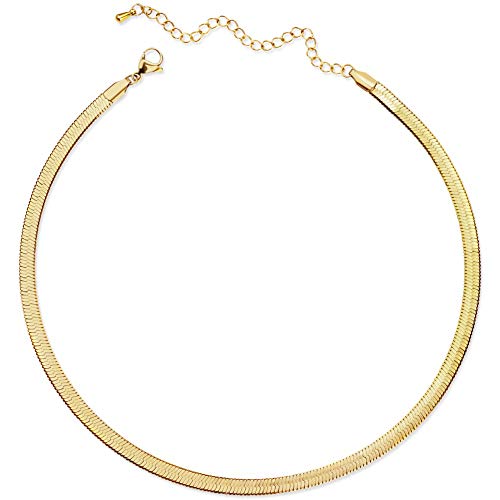Classyzint Gold Choker Necklaces For Women Stainless Steel Snake Chain Cute Short Chokers Collar Minimalist Jewelry Simple Gift #TOP6