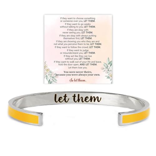 Let Them Motivational Color Bangle, Stainless Steel Self Worth Inspirational