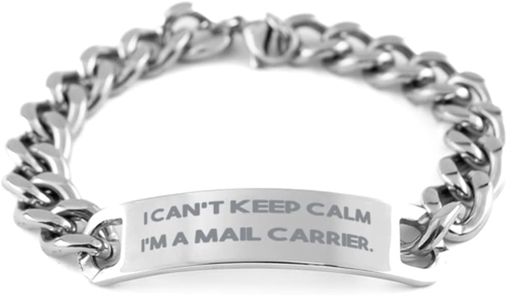 Nice Mail Carrier Gifts, I Can't Keep Calm I'm a Mail Carrier, Cool Birthday Cuban Chain Bracelet from Men Women, Funny Mail Carrier Gifts, Unique Mail Carrier Gifts, Mail Carrier Appreciation Gifts,