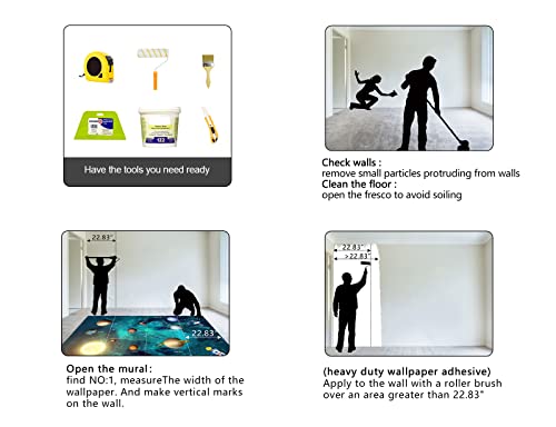 Wxhfm - Kids Universe Planet Galaxy Wallpaper Solar System Starry Bight Sky Ceiling Nursery Wall Mural - 137"X96"（Not Peel And Stick） #TOP4