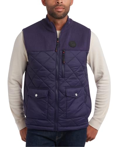 CANADA WEATHER GEAR Mens Puffer Vest - Water Resistant Windproof Insulated Quilted Puffer Vest for Men Zip Up Sweater Yoke, Size X-Large, Navy