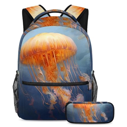 Sac à dos polyvalent 2 pièces artistique avec grand compartiment ergonomique méduse