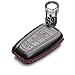 Vitodeco Genuine Leather Remote Key Fob Case Cover Protector with Key Chain for 2019 Toyota Corolla Hatchback, Avalon, Camry, Prius, C-HR (4 Buttons with A/C, Black/Red)