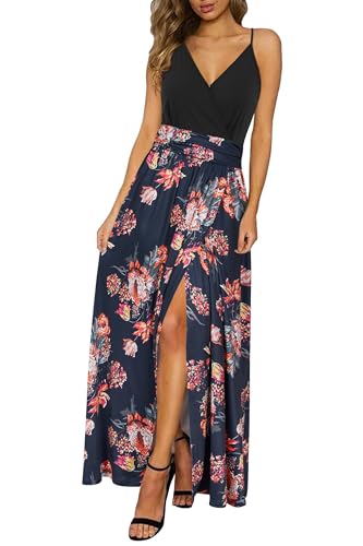 Image of Newshows Women's 2026 Lightweight Summer Wedding Guest Beach Vacation Casual V Neck Split Flowy Maxi Dress