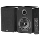 LONPOO LP-42A Altoparlanti da scaffale Attivo 60W RMS, con woofer da 4", 1" Tweeter, Bluetooth 5.3, Ottico, RCA,3.5mm AUX-IN, telecomando per la casa (nero)