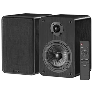 LONPOO LP-42A Altoparlanti da scaffale Attivo 60W RMS, con woofer da 4", 1" Tweeter, Bluetooth 5.3, Ottico, RCA,3.5mm AUX-IN, telecomando per la casa (nero)