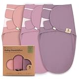 Sweety Fox 3-Pack Organic Baby Swaddle Sleep Sacks - Swaddles for Newborns, Infant 0-3 Months, Baby Girls, Boys, Soft & Snug Newborn Sleep Sack, Nursery Swaddling Blankets, Velcro Closure (Pink Blush)