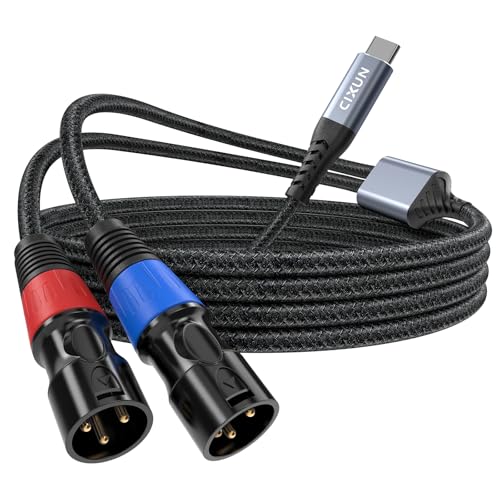 CIXUN USB C to Dual XLR Male Audio Cable, 32Bit/384Khz USB Type C to XLR Output Stereo Cord, USB C Speaker Adapter for Power Amplifier, Mixer Console (2M/ 6.6FT)