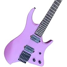 Headless 6-String Electric Guitar with Humbucker Pickups, Maple Neck, Rosewood Fretboard Available in Purple & White, Perfect for Rock and Metal Professional Guitar violet
