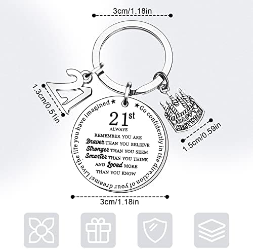 21st Birthday Gifts For Her Him Birthday Keyring Gifts for Women Men Boys Girls Happy Birthday Keychain Inspirational Keyring for Family Brothers Sisters Friends Classmatesay Keychain