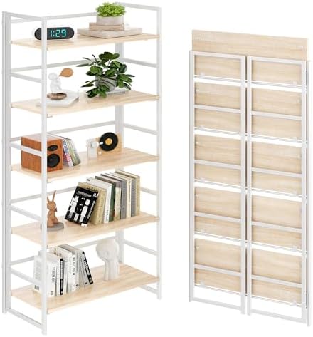 BHG Vintage Multifunctional Folding Bookshelf, No-Assembly Plant ...