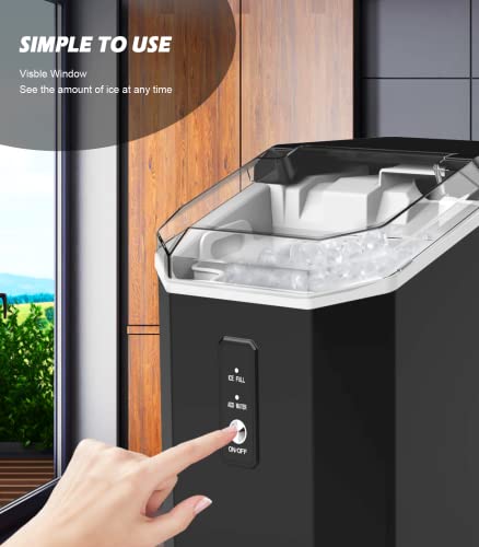 Eiswürfelmaschine Crushed Ice Maschine Tragbare Crush Eiswürfelmaschine Selbstreinigend mit Ein-Klick-Bedienung, weiches kaubares Kugeleis in 7 Minuten, 16kg/24H Crushed Ice Machine für Zuhause