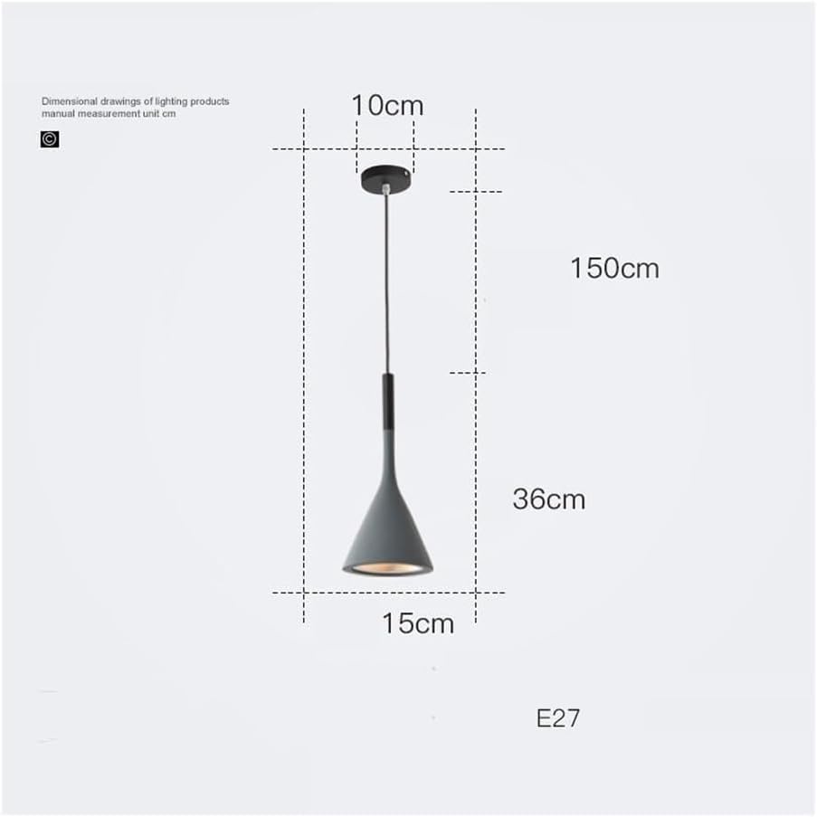 Modern Pendant Light Minimalist Black Metal Cone, LED 3-Color Dimming Hanging Lamp, E27 5W Iron Lamp Tube Hardwired Downward Light Fixture, for Bedside, Kitchen Island, Bar(Black)