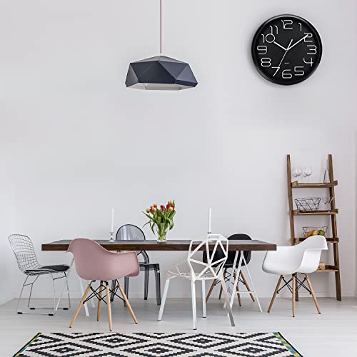 13'' Large Wall Clock, Non-Ticking Silent Quartz Decorative Clocks, Battery Operated, Round Retro Indoor Kitchen Bedroom Living Room Office Classroom School Wall Clocks, 3D Number Display (Black) #TOP3