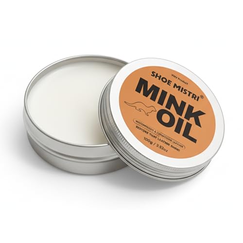 Image of Shoe mistri Mink Oil Leather Conditioner - 100g Waterproofing & Conditioning Balm for Shoes, Bags, Jackets & Accessories - Restores Shine, Prevents Cracks, Removes Mold, Repairs Scratches & Fading
