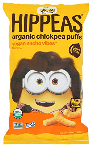 HIPPEAS Organic Chickpea Puffs Nacho Vibes, 4 ounce, Vegan, Gluten-Free, Crunchy, Protein Snacks