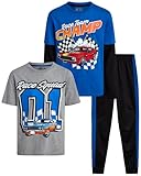 Pro Athlete Boys Tracksuit Set - 3 Piece Athletic Two Fer Long Sleeve Shirts Graphic Tees & Tricot Jogger Sweatpants for Boys, Blue/Grey, 10-12