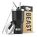 BEAST Termo Café para Llevar - 900ml I Negro mate I Taza Térmica de Acero Inoxidable Reusable I Taza Viajera de Doble Pared al Vacío I 2 Pajitas y Cepillo de Limpieza I para Café Frío o Caliente