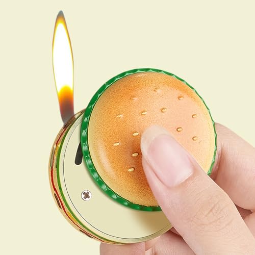 Creative-and-Fun-Burger-Lighter-Refillable-Butane-Inflatable-Lighter-Cool-Torch-Lighter-Windproof-Soft-Flame-Lighter-Suitable-for-Party-Candle-Kitchen-Barbecue-Camping-Mens-Gift-No-Gas