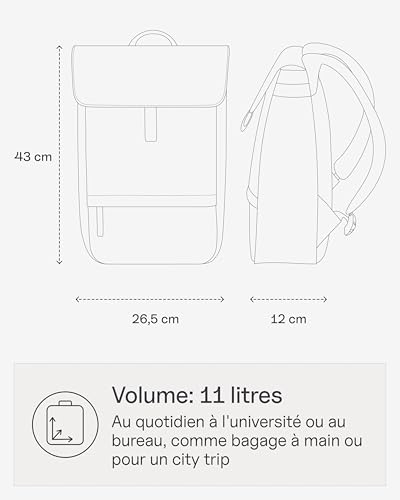 Kapten & Son Fyn Classic All Black Sac a dos 11 L | Sac à dos pour homme et femme noir | compartiment pour ordinateur de 14" | idéal pour le voyage en avion comme bagage cabine, université, école – vue 7