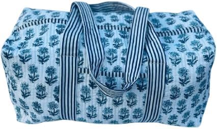 Vintage Large Cotton Duffel Bag, Quilted Weekend Bags, Travel Bag, Gym bag, Shopping Bag, Overnight Bag Everyday use Holiday gifts 18x9x9