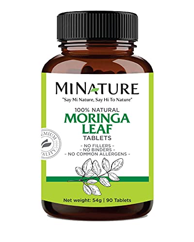 Moringa Leaf Tablets - 90 Tablets, 1000 mg| by mi Nature | 100% Natural Moringa| Antioxidant| Hydrating and detoxifying| Moringa Leaf Powder | Vitamin C |Vegan | Green superfood | from India
