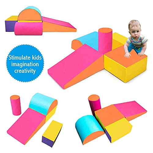 Easigo Climb And Crawl Activity Play Set, Soft Foam Playset For Climbing, Crawling And Sliding, Indoor Lightweight Foam Climbing Blocks For Toddlers And Preschoolers, 5-Piece Set #TOP3