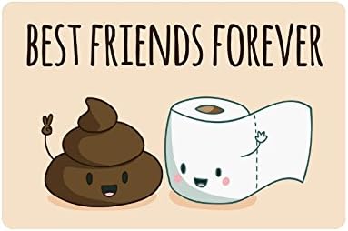 Wizardry1986 Best Friends Forever Doormat Floor Mat With Non-Slip Backing Bath Mat Rug Lovely Cartoon Shit And Toilet Paper Home Decor 23.6"W×15.7"H